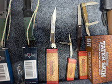 Mixed Brands Pocketknife & Fixed Blade Lot, Stainless Steel, w/ Boxes picture