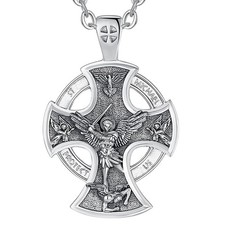 Men Women Saint Pendant 20in Chain 925 Sterling Silver Religious Pendant Jewelry picture