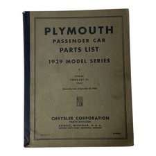 Vintage 1939 Plymouth Passenger Car Parts List Model Series Chrysler Corp USA picture