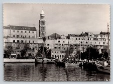 Vintage SPLIT Croatia Waterfront Real Photo Postcard Marjan Bell Tower Boats picture
