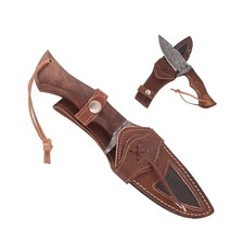 Hunting Knife Fixed Blade Damascus Steel Survival Knives Tool with Leather Cover picture
