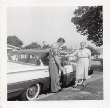 1958 Chevrolet Biscayne Four Door 1950s Photo Man Woman Profile Two Tone Chrome picture