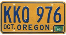 *BARGAIN BIN*  1982 Oregon Yellow License Plate #KKQ 976 picture