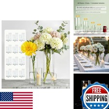 Sandraheer 48-Pack Clear Glass Cylinder Vases 4 Sizes 4/6/8/10 in for Wedding picture