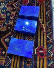 Set of 3 Large Lapis Lazuli Stone Boxes  Handmade Gemstone Storage Display picture