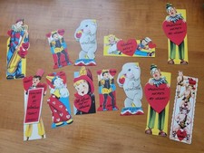 Lot Of 12 Vintage Valentine's Day Cards Unsigned Never Folded Circus Theme Clown picture