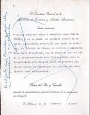 1954 Cuba Pastor del Rio y Carrillo Politician Havana Typed Letter with Notes picture