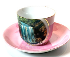 CLIFTY FALLS - MADISON INDIANA IN Antique Souvenir China TRINKET TEA CUP SAUCER picture