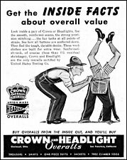 1947 Farmer headstand Crown & Headlight overalls vintage art print Ad adL60 picture
