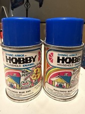 Two Vintage Mini Spray Paint Cans Illinois Bronze Shining Armor HOBBY 1985 Lot picture