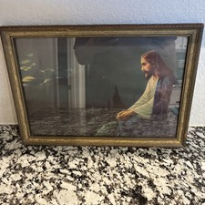 Vintage framed print Jesus Christ at Mount Olive Gethsemane (16.5” X 11.5”) picture