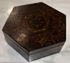 Antique Anglo-Indian/Moorish-style inlaid Hexagonal box picture