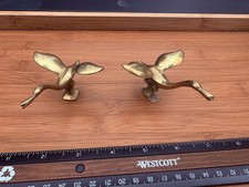 Vintage hand carved Solid Brass Bird Figurines Mini decor Set Of 2 India  picture