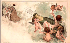 Happy New Year - Baby Angels letting Old Year Go - in 1899 picture