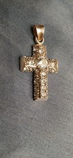 Sterling 925 Silver CZ Cross Pendant Iced Out Religious Charm BIG Stones picture