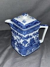 Vintage Ringtons Limited Tea Merchants Blue Willow Square English Teapot 7