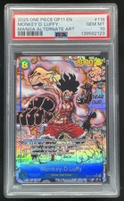 2025 One Piece Speed Secret Rare #OP11-118 Monkey D. Luffy Manga Art PSA 10 picture