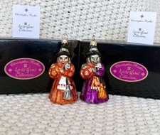 Vintage Retired Chris Radko Halloween Witch Agnes Endora Gem Glass Ornament Set picture