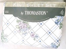 Vtg Thomaston Nantucket King Sheet Set 4 Piece Made In USA 1996 NOS Sealed picture