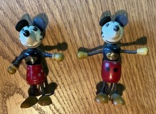 Antique 1930's Walt Disney Mickey And Minnie Mouse Fun-e- FLEX Wood Figures picture