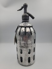 Vintage Ominetti E Hijos Maciel Argentina Glass Metal Seltzer Bottle Art Deco Lt picture