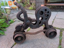 Antique 1886 Cast Iron Hay Trolley Carrier Repurpose Barn Door Slider  picture