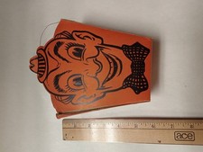 RARE Vintage Halloween Diecut Clown Candy Bucket Lantern Luminary with Gold Foil picture