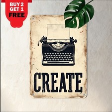 Retro Writer Room Typewriter Metal Tin Sign Classic Author Office Wall Decor picture
