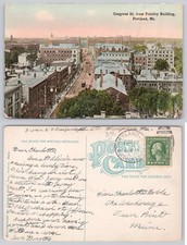 1909 Portland Maine Congress St Fidelity Building Tichnor Bros Vintage Postcard picture