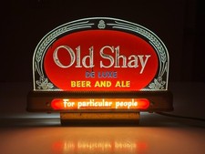 VTG 1940s Old Shay Beer Ale Reverse Glass Lighted Sign Price Bros Fort Pitt picture
