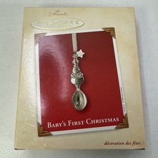 Hallmark 2003 Baby's First Christmas Silver Plated Snowman Spoon Ornament Box picture