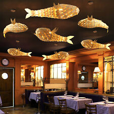 14/32/40'' Long Elegant Wood Fish-shape Chandelier Ceiling Light Adjustable Rope picture