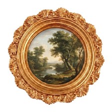 Vintage Round Photo Frame, 4x4 Inch Ornate Embossed Resin Frame, Retro Style Pic picture