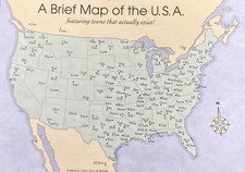 Funny Vintage Postcard :  A Brief  Map Of  The USA -Towns That Actually Exist picture