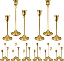24Pcs Gold Taper Candle Holders, Vintage Centerpieces Candlestick Holder picture
