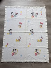 Vintage Dundee Baby Disney Mickey & Friends Thermal Receiving Blanket Satin Trim picture
