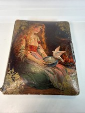 Antique Victorian / Art Nouveau Photo Album Celluloid Padded Cover W/ Photos picture