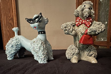 Vintage Large Gray Spaghetti Poodle W/Purse & Blue Spaghetti Poodle with glasses picture