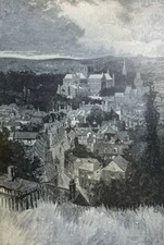 1889 England Winchester Cathedral illustrated picture