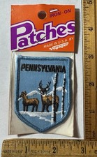 Vintage Pennsylvania State Deer Buck Snow Iron On Patch Voyager Travel Souvenir picture