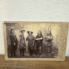 Antique 1800s Cabinet Card Photo McLeansboro IL Theatrical Western Indian Cast picture