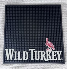 Wild Turkey Kentucky Bourbon Whiskey Rubber Bar Rail Spill Mat 14x14” Brand New picture