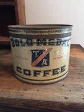 ANTIQUE GOLD MEDAL TIN LITHO 1LB COFFEE CAN MANSFIELD OH 1929 T & A Co. Rare picture