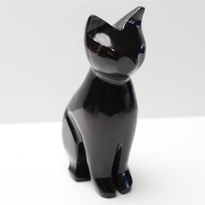 Glossy Black Onyx Cat Sculpture with UV Fluorescence picture