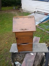 Vintage Wooden Potato Onion Bin Tilt Top Storage Cabinet Easy Clean Rustic HTF   picture