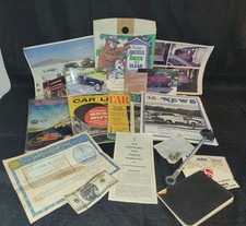 Vintage Auto Memorabilia Junk Drawer Lot Car Life Magazines Smokey Bear Parts picture