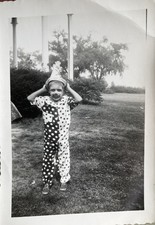 CREEPY CLOWN KID Boy In Halloween Costume Vintage Photo 1950s picture