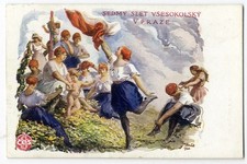 Prague CZECH GYMASTIC FESTIVAL 1920 Women Gymnasts in Uniform Postcard  picture