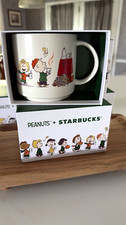 Starbucks Peanuts Snoopy Ceramic Mug Boxed White/Green Multicolor picture