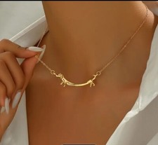 WHIMSICAL WEINER DOG NECKLACE Goldtone Funny Dachshund Hot Dog NEW w Gift Box picture